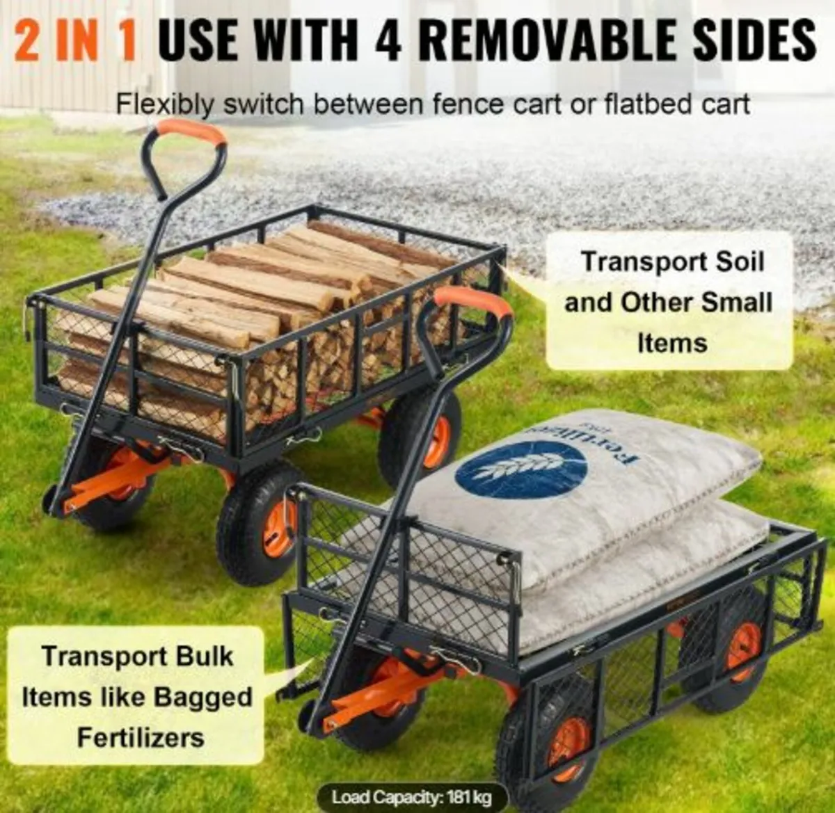 Dump Cart, Metal Garden Dump Cart with Easy - Image 3