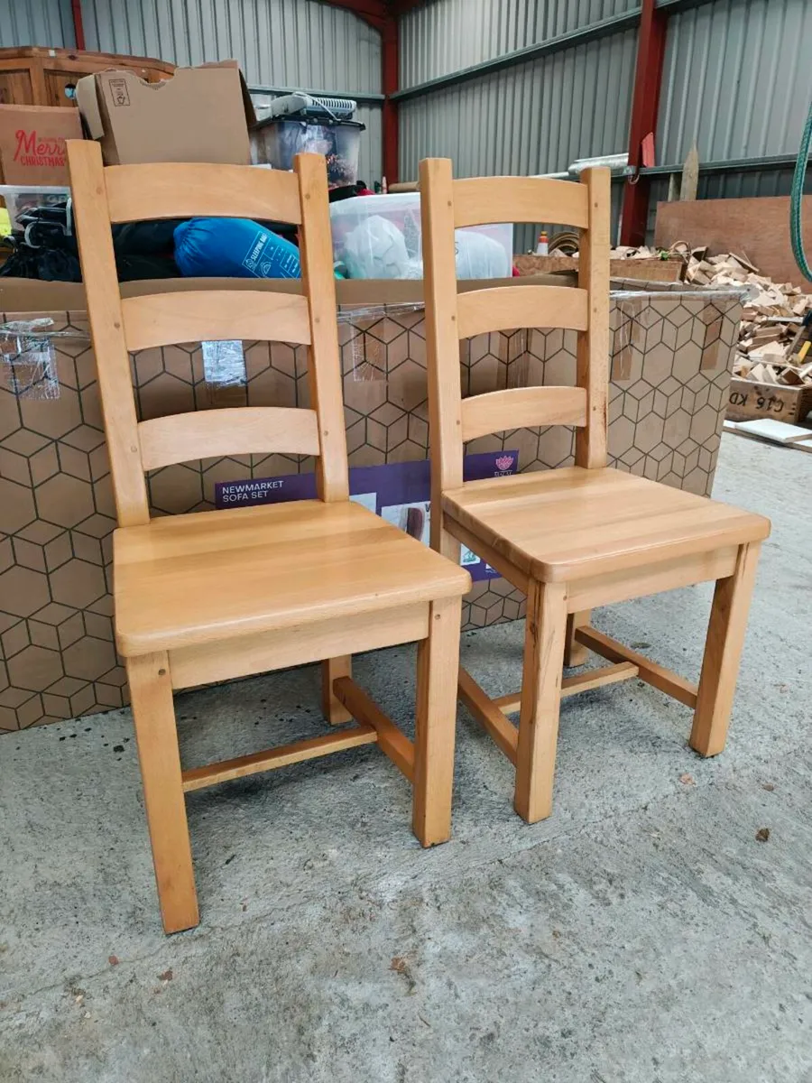 2 heavy beech dining/ kitchen chairs. - Image 1