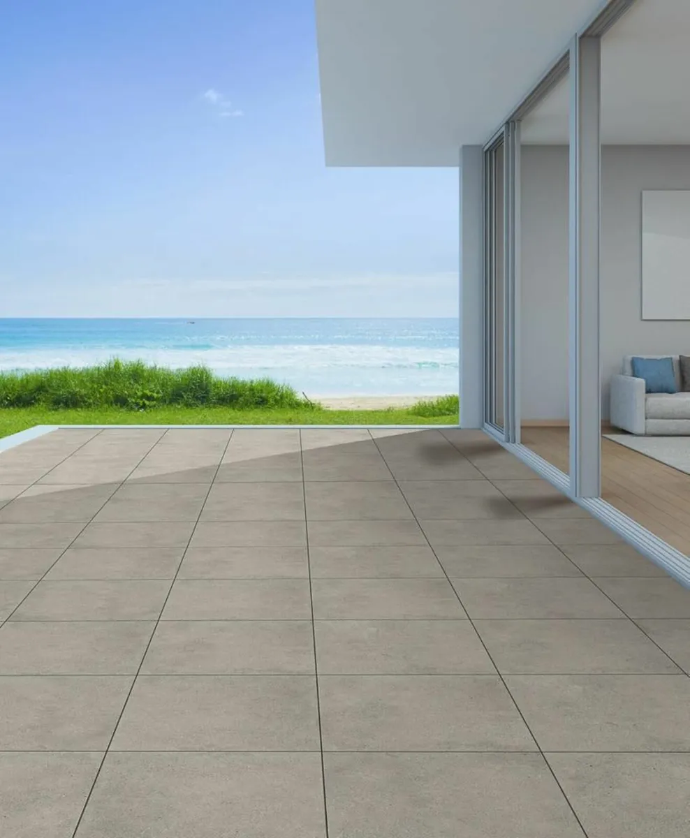 Outdoor Silver Concrete-Effect Porcelain Patio