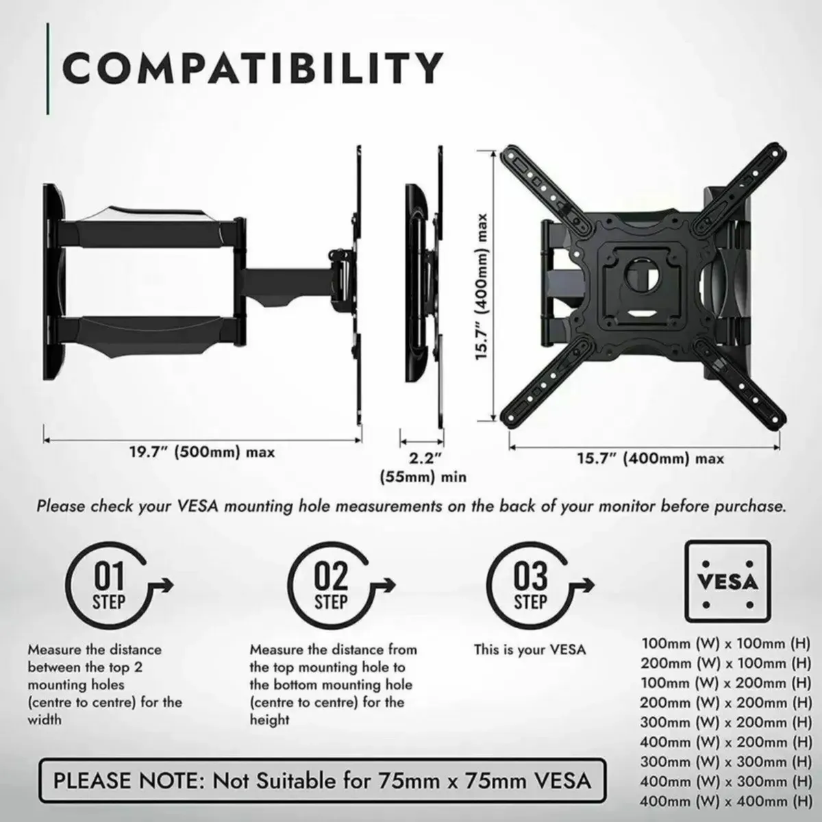 TV Mount Bracket – For 24–60 Inch Flat Screens - Image 3