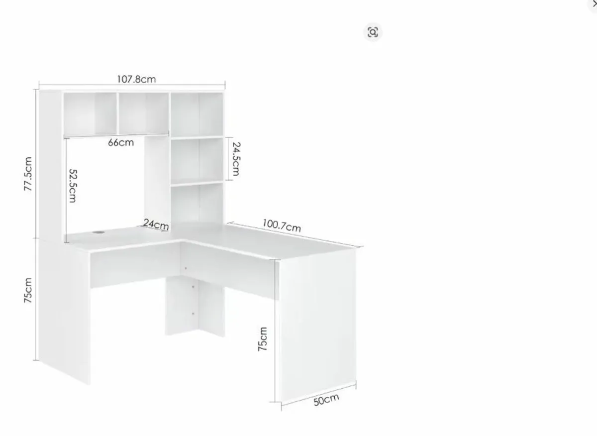 White L Shaped Corner Desk Computer and Office Tab - Image 3