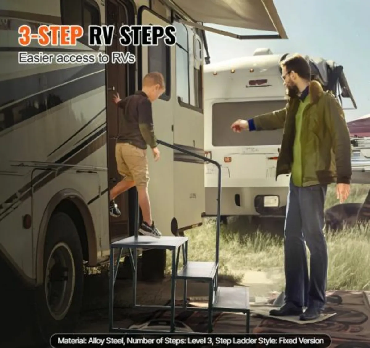 RV Steps, 3-Step RV Stairs, 440 LBS/199.6 kg Load - Image 2
