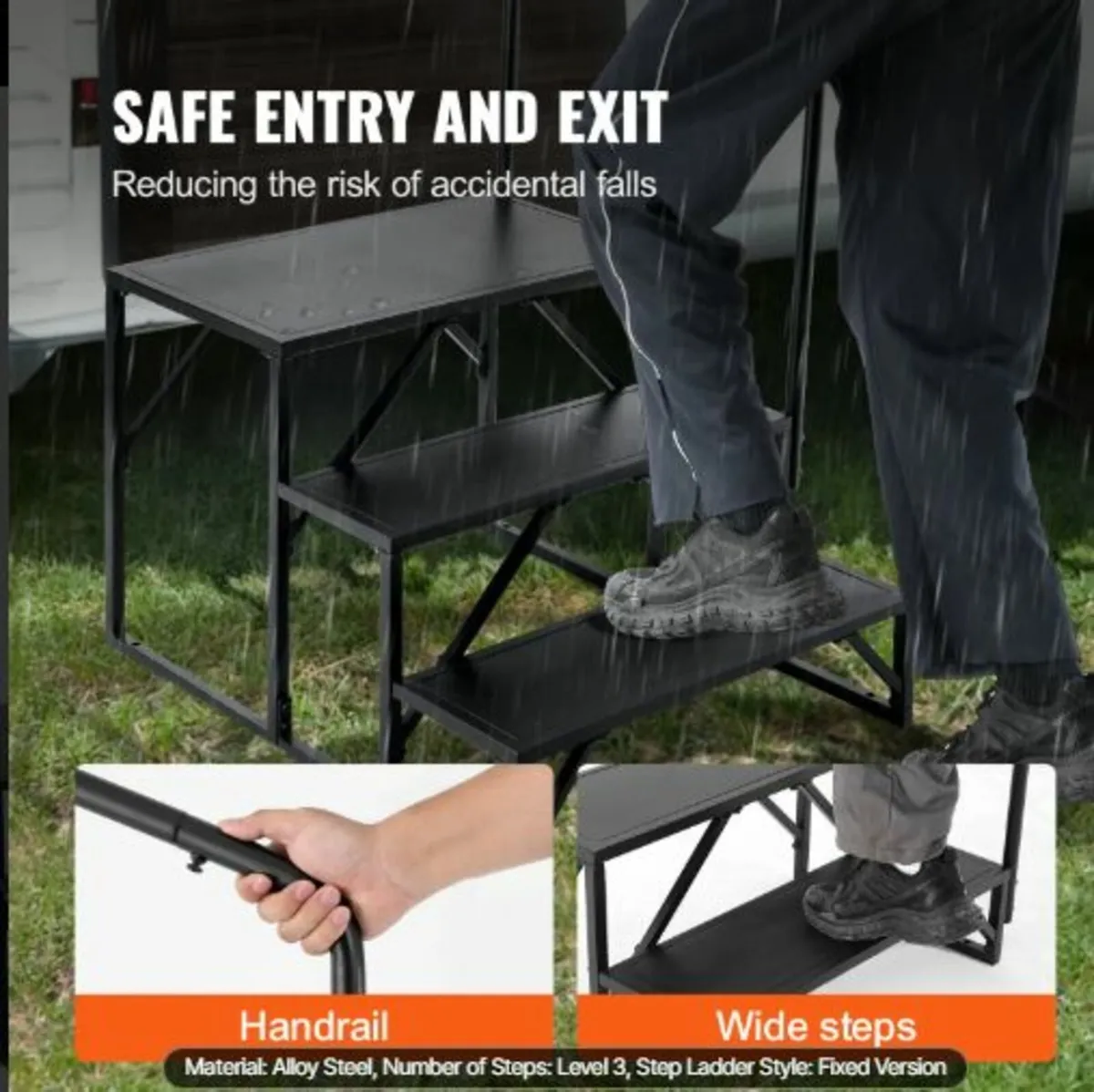 RV Steps, 3-Step RV Stairs, 440 LBS/199.6 kg Load - Image 4