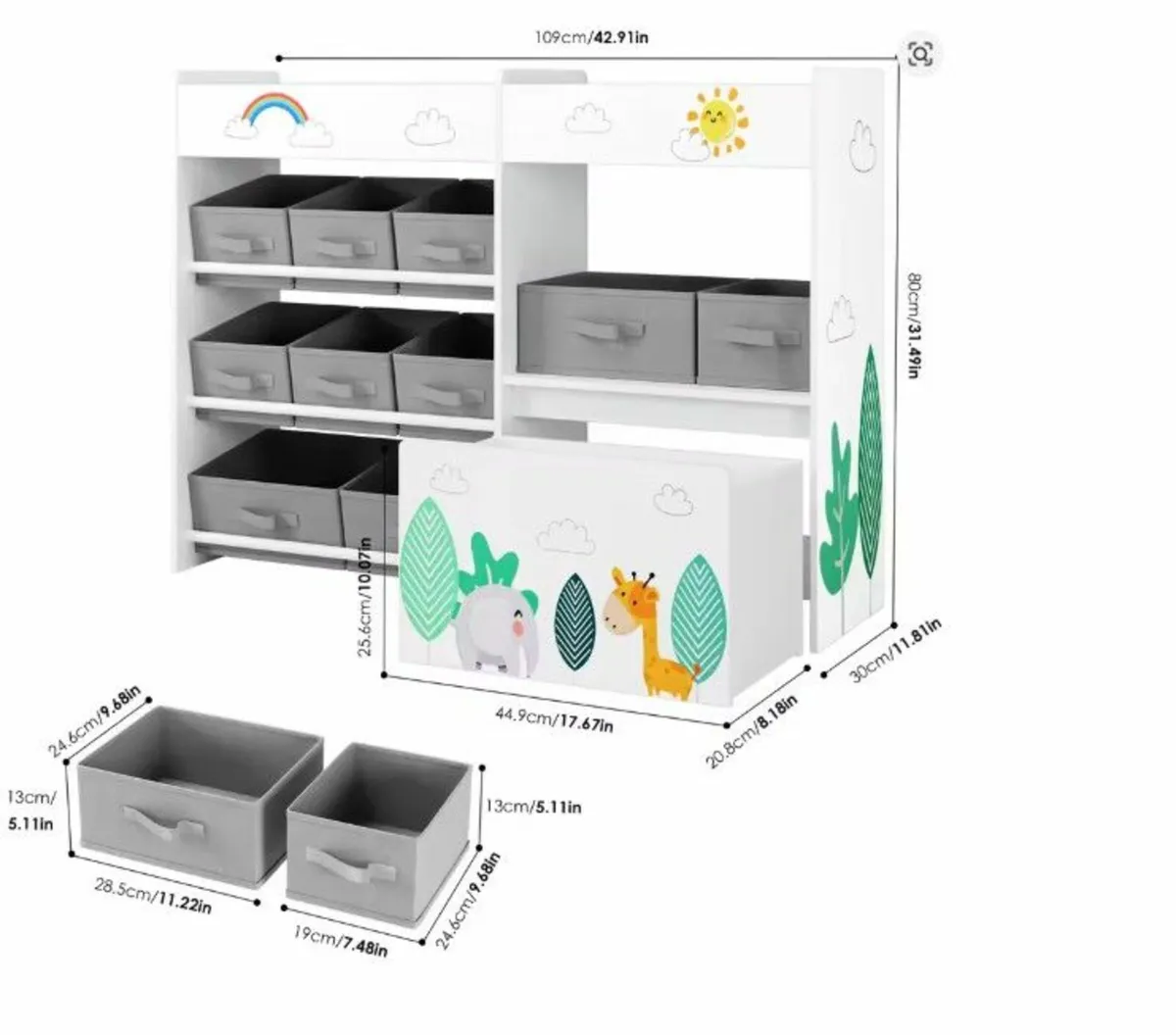 Kids Toy Storage Organiser Bookcase Shelf - Image 2