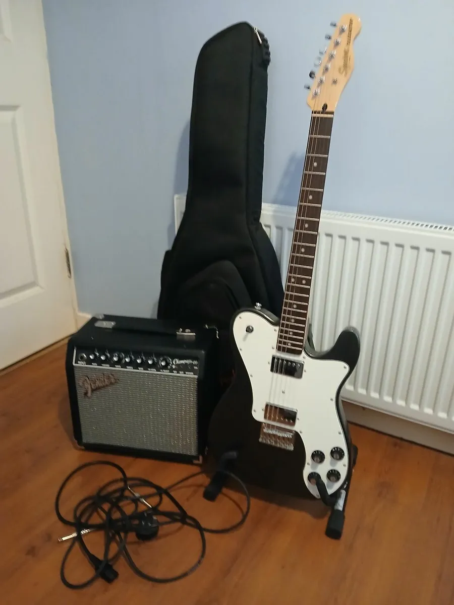 Fender Squier Tele Deluxe, Fender Amp, and Bag - Image 1