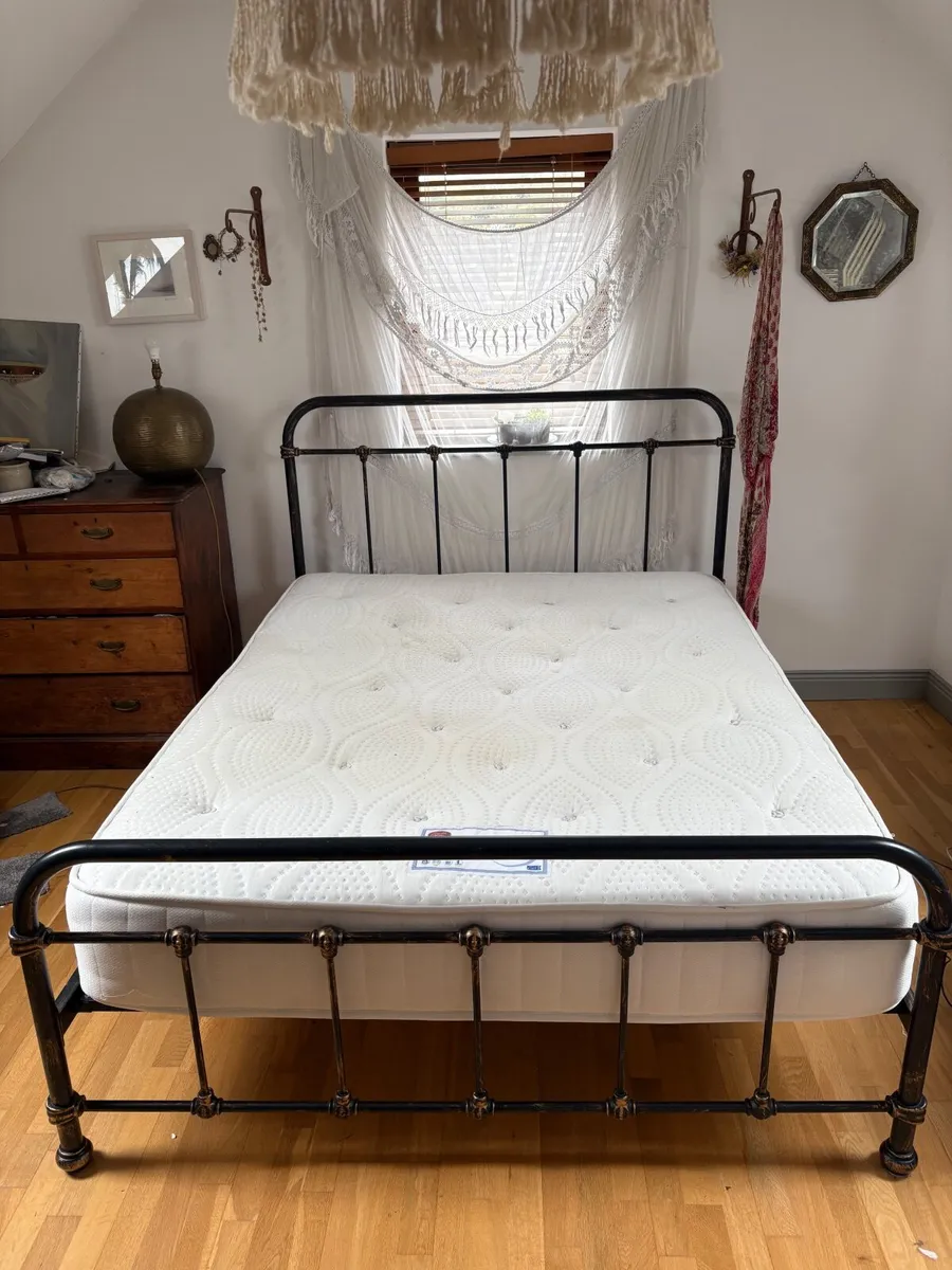 King size metal bed and matress - Image 2