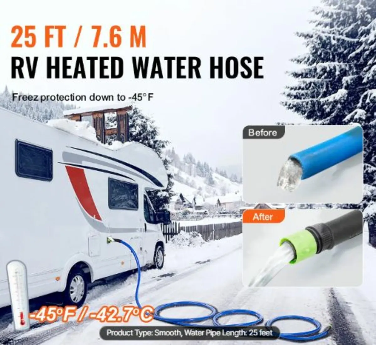 25ft Heated Water Hose for RV, Heated Drinking - Image 2