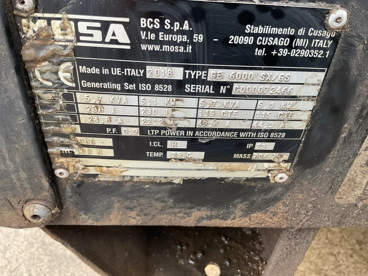Choice of 2 6 KVA Mosa Generators - Image 4