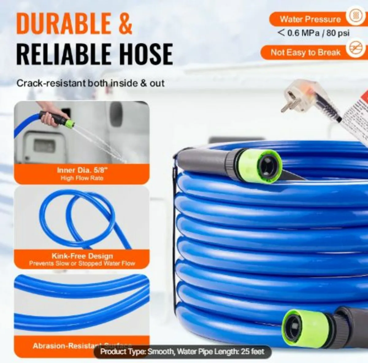 25ft Heated Water Hose for RV, Heated Drinking - Image 4