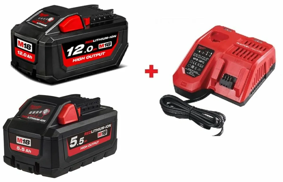 Milwaukee M18 12Ah + 5.5Ah +  Fast Charger - Image 1
