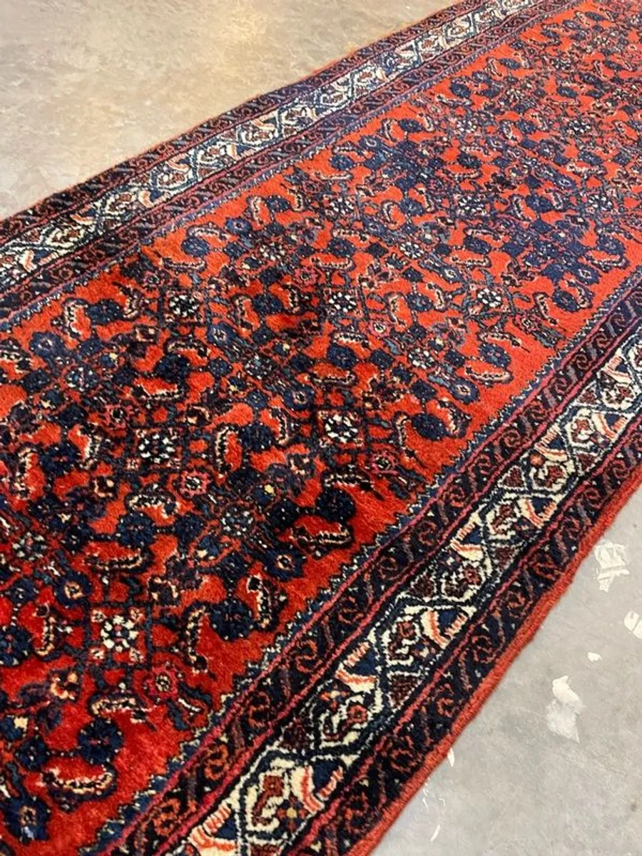 Vintage Long Saraband Hand Knotted Runner with Mir Design - Image 3