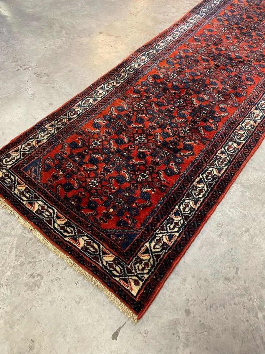 Vintage Long Saraband Hand Knotted Runner with Mir Design - Image 4
