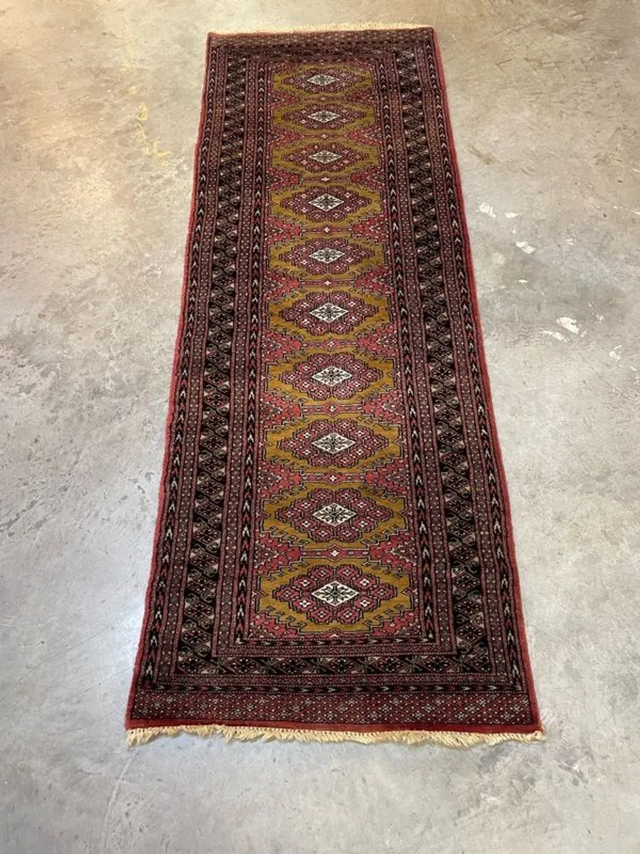 Vintage Hand Knotted Bokhara Runner - Image 1