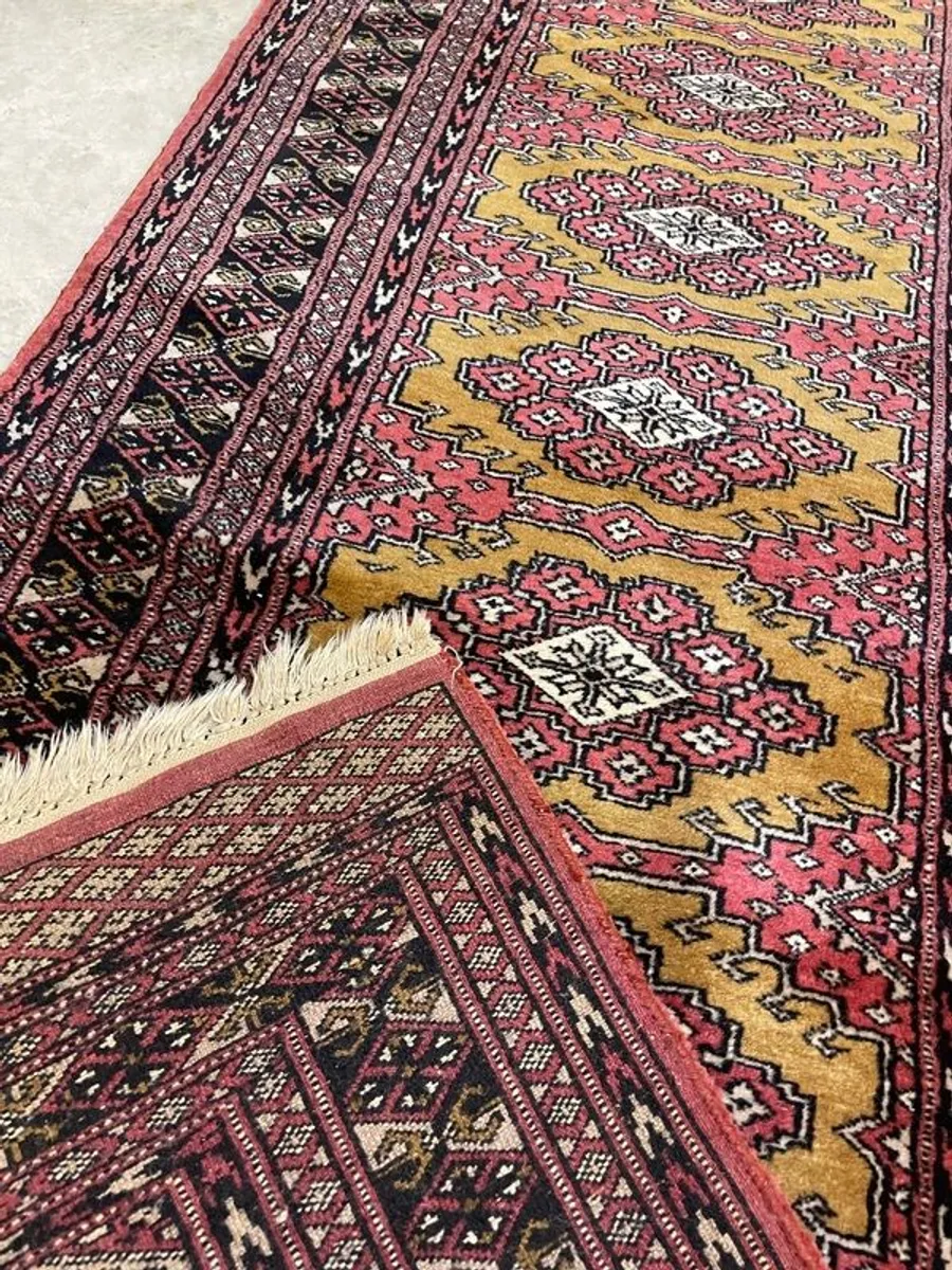 Vintage Hand Knotted Bokhara Runner - Image 4