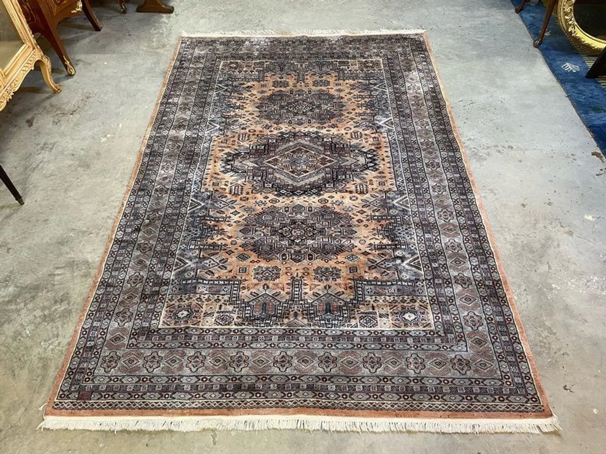 Hand Knotted Wool & Silk Iranian Rug Signed - Image 1