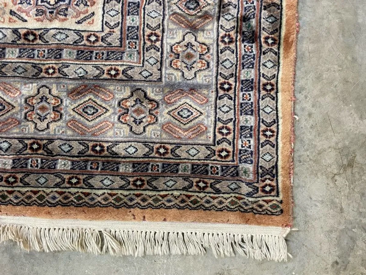 Hand Knotted Wool & Silk Iranian Rug Signed - Image 3