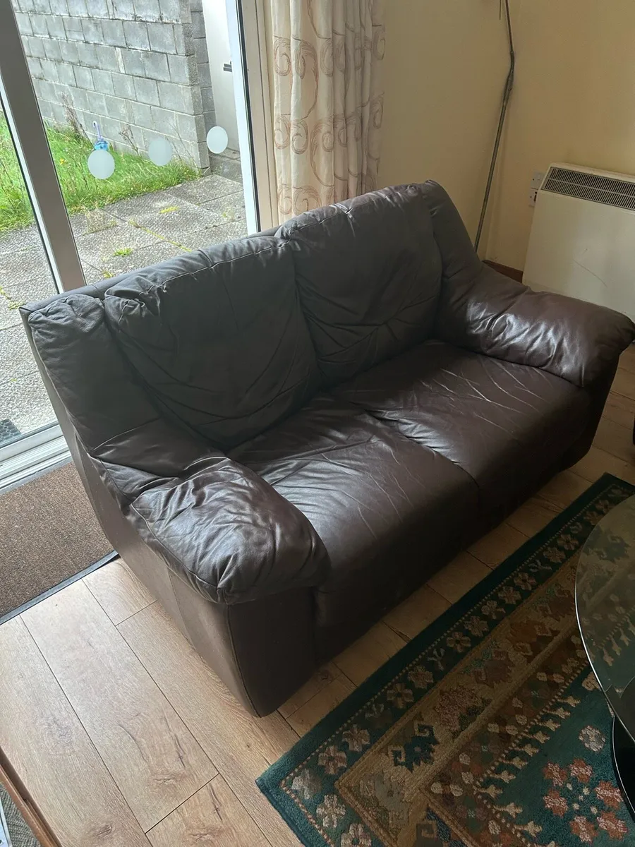 Brown Leather Couches - Image 4