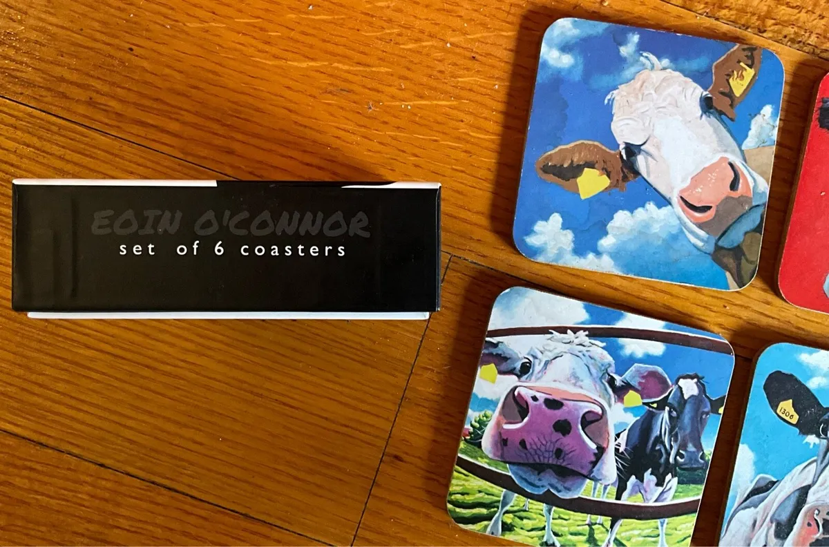 Cow Print on Canvas with Set of Eoin O’Connor Mats - Image 4