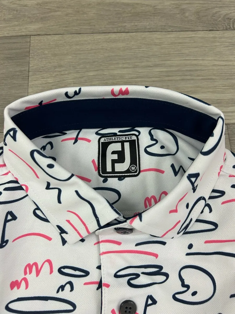 FootJoy FJ Patterned Golf Polo Shirt Mens Medium - Image 3
