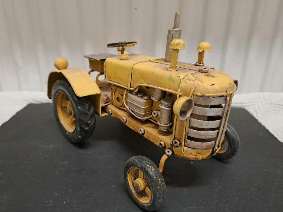 Yellow decorative tractor model - Image 2
