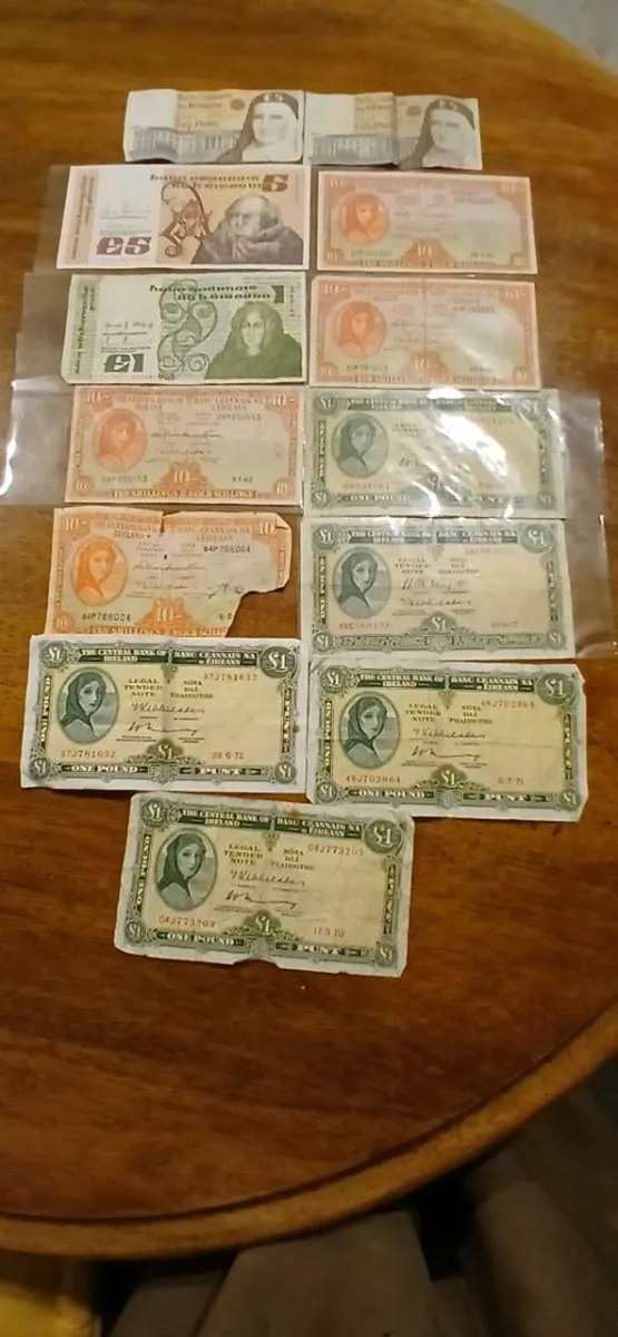 13 Irish old bank notes