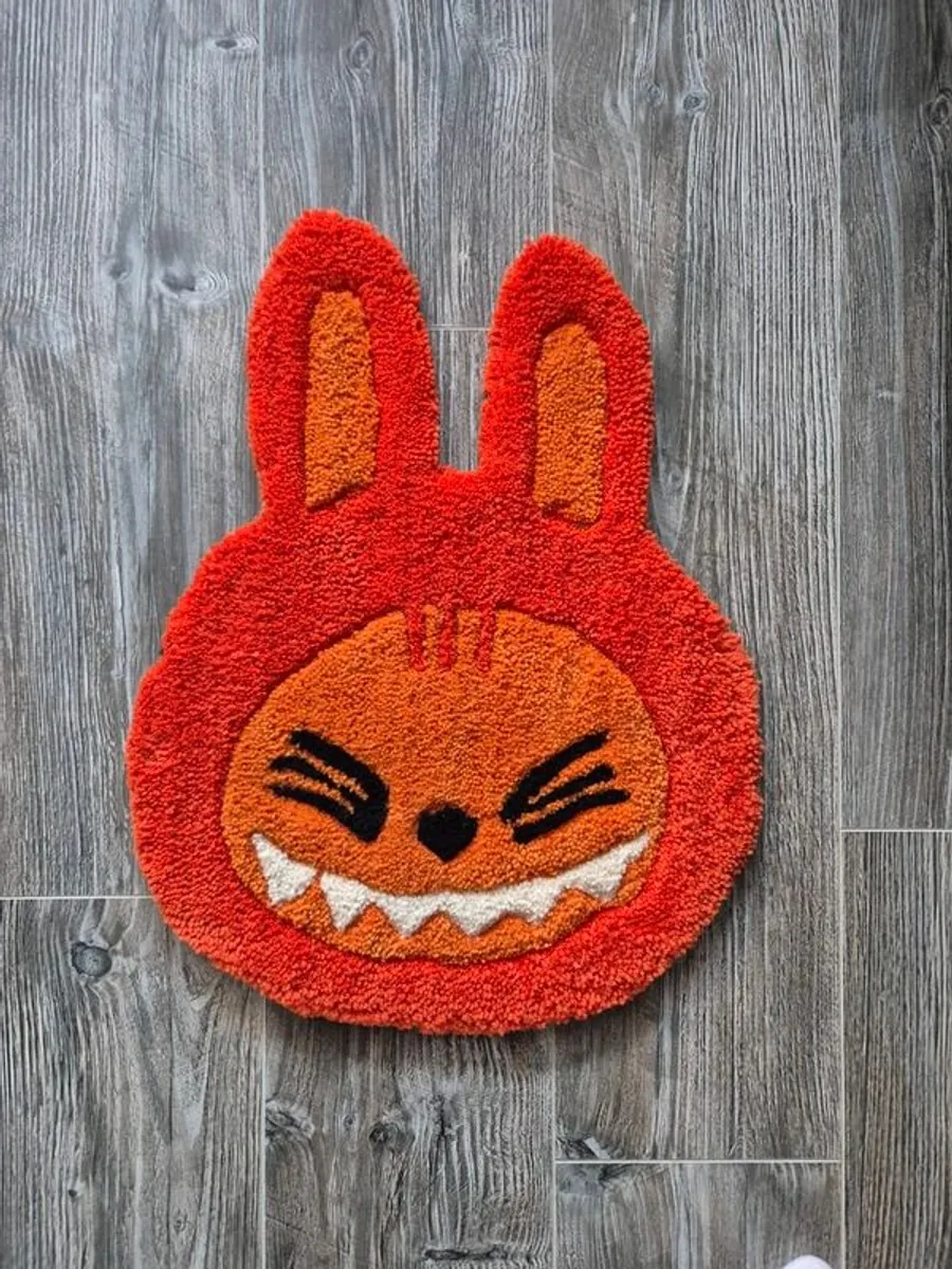 Labubu Halloween edition / Orange handmade rug / carpet / cute / Tufted / Custom made - Image 1