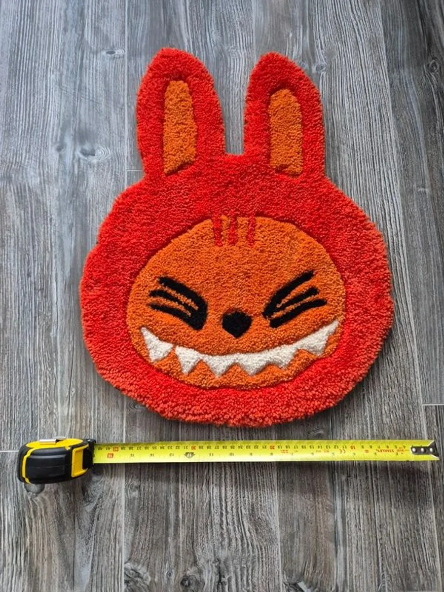 Labubu Halloween edition / Orange handmade rug / carpet / cute / Tufted / Custom made - Image 4
