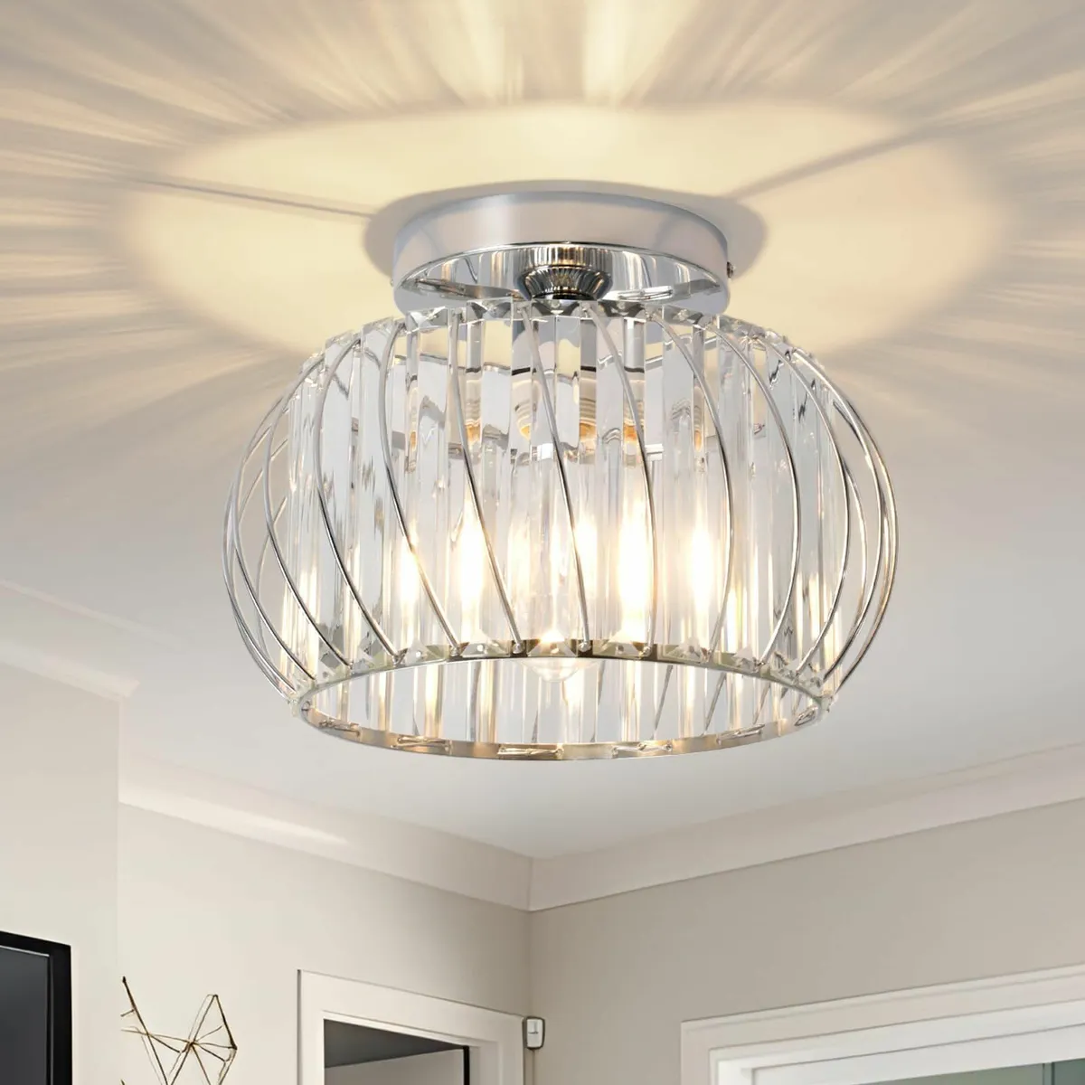 Modern Crystals Ceiling Lighting Fixtures Chrome L - Image 1