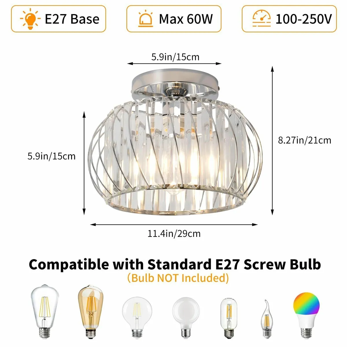 Modern Crystals Ceiling Lighting Fixtures Chrome L - Image 2
