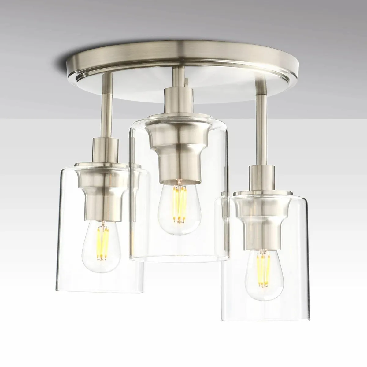 Vintage 3 Way Ceiling Lights Industrial Glass Pend - Image 2