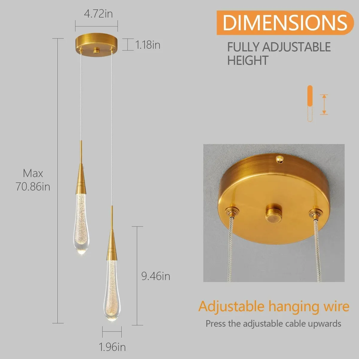 Modern Pendant Light 2-Light Kitchen Island Lighti - Image 3