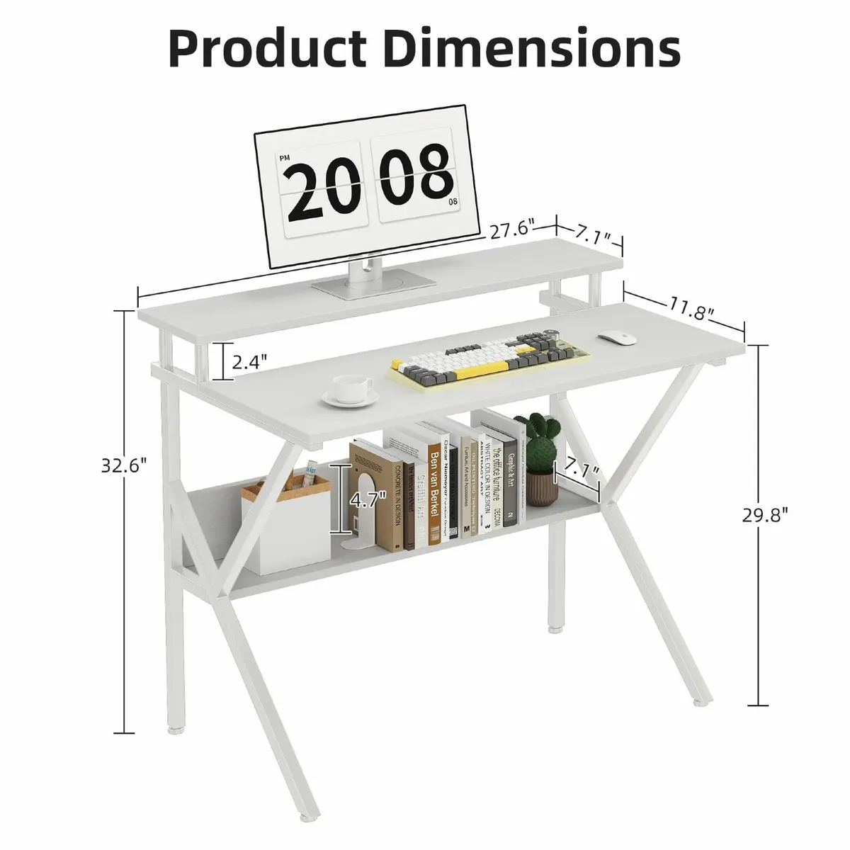70cm Computer Desk Home Office for Small Spaces Wh - Image 3