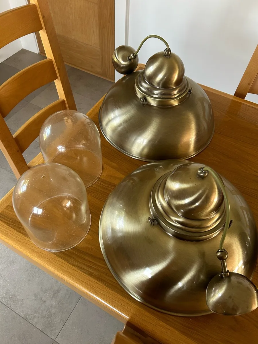 2 x Antique Brass Pendant lights - Image 4