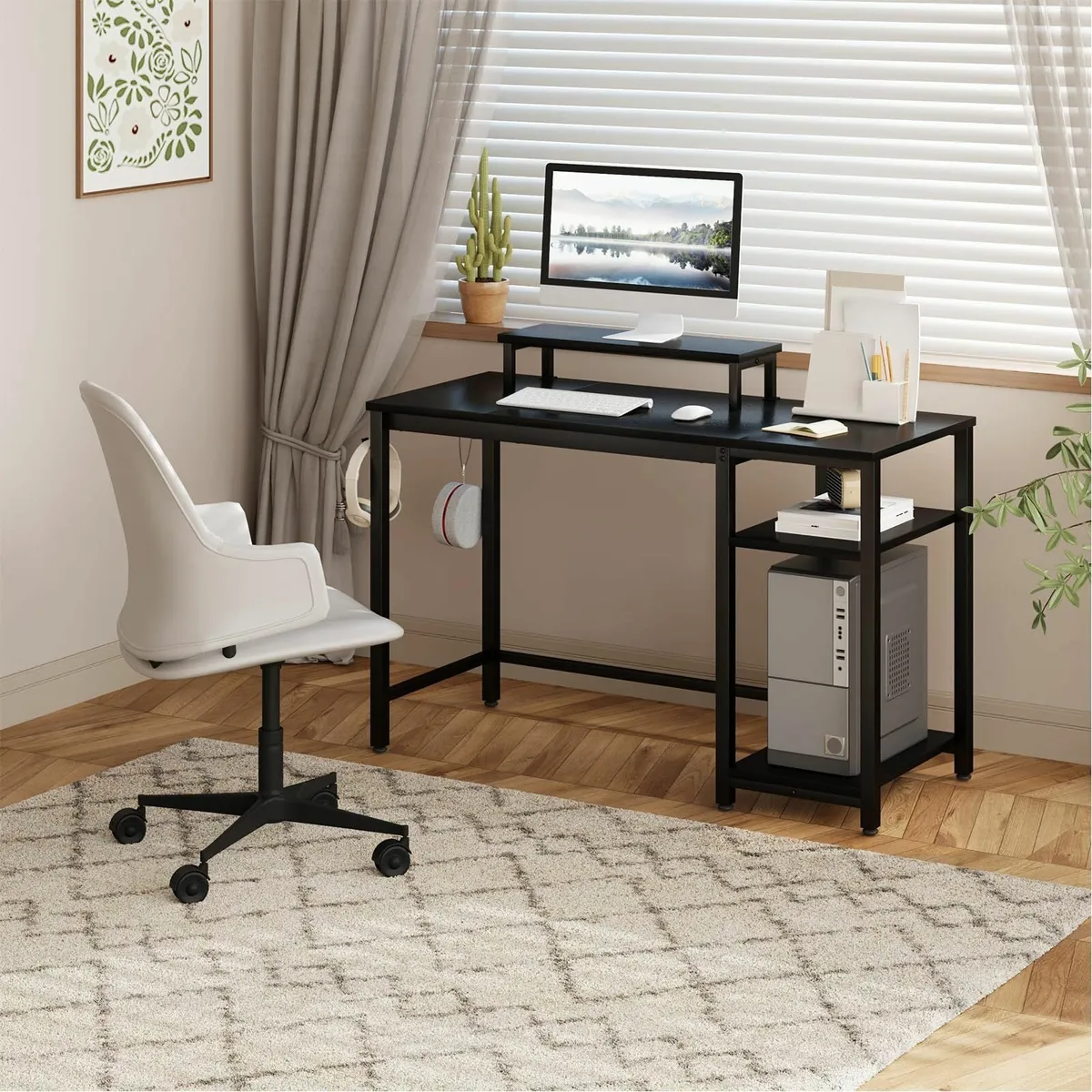 Computer Desk47IN Industrial Writing Desk 2-Layer - Image 2