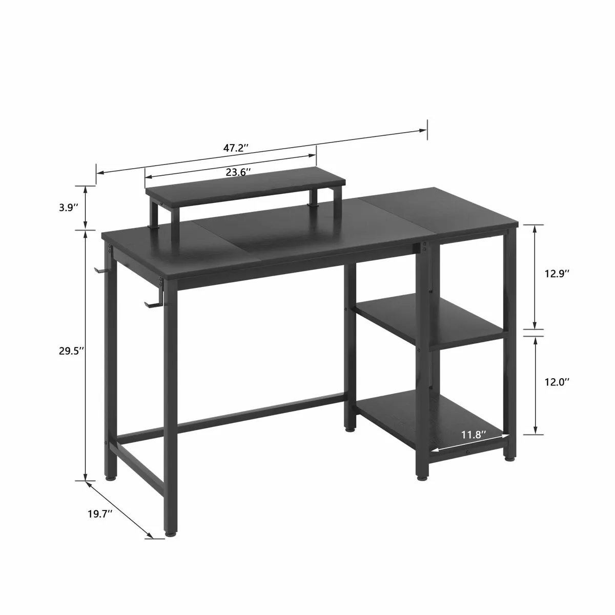Computer Desk47IN Industrial Writing Desk 2-Layer - Image 3