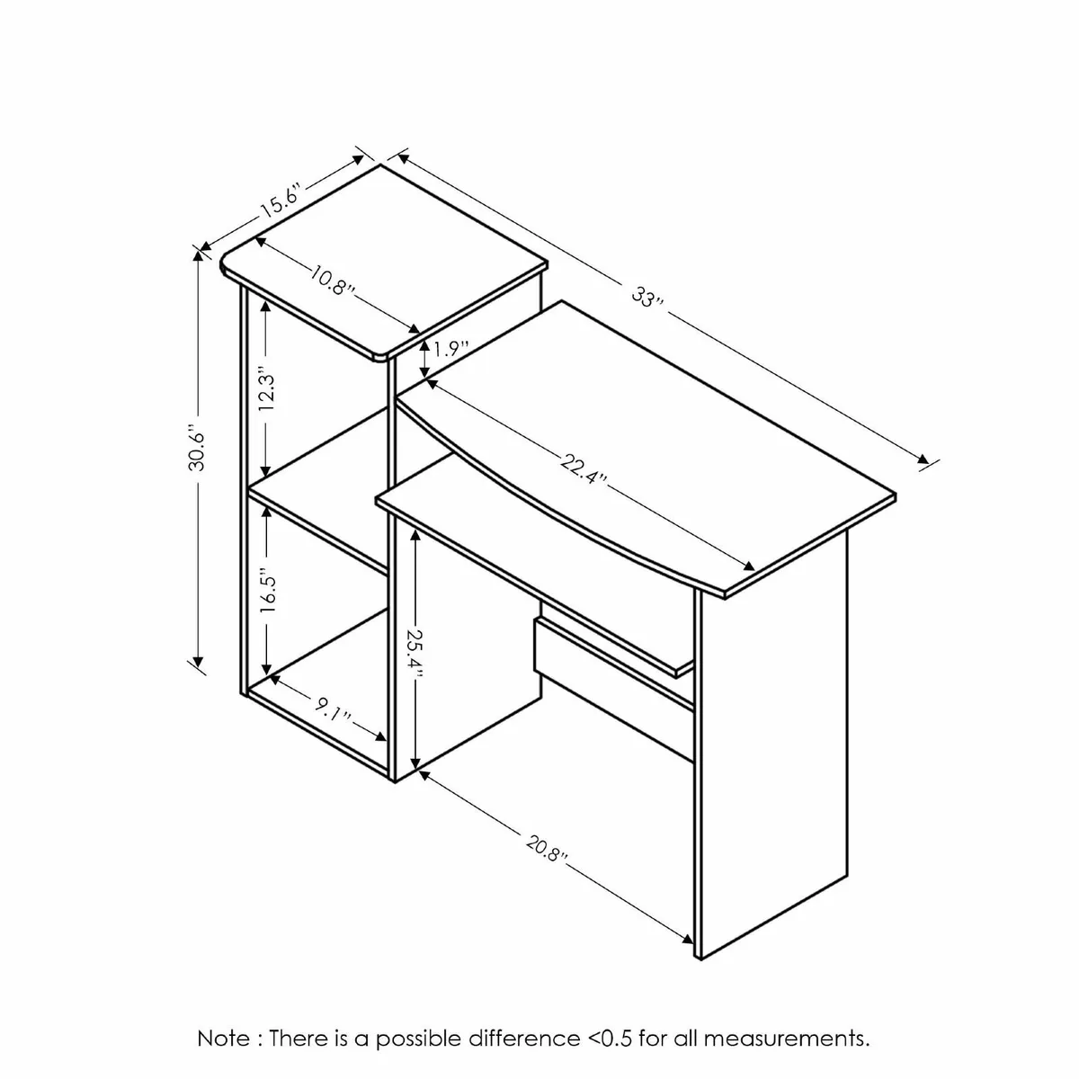 Econ Multipurpose Computer Writing Desk Light Cher - Image 3