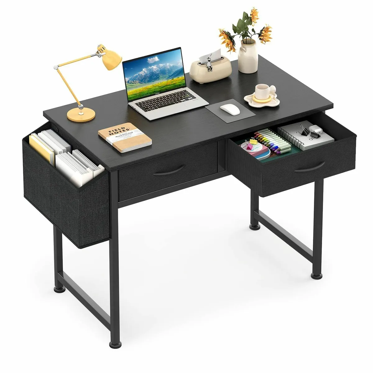 Computer Office Desk for Small Space Fabric Drawer - Image 1
