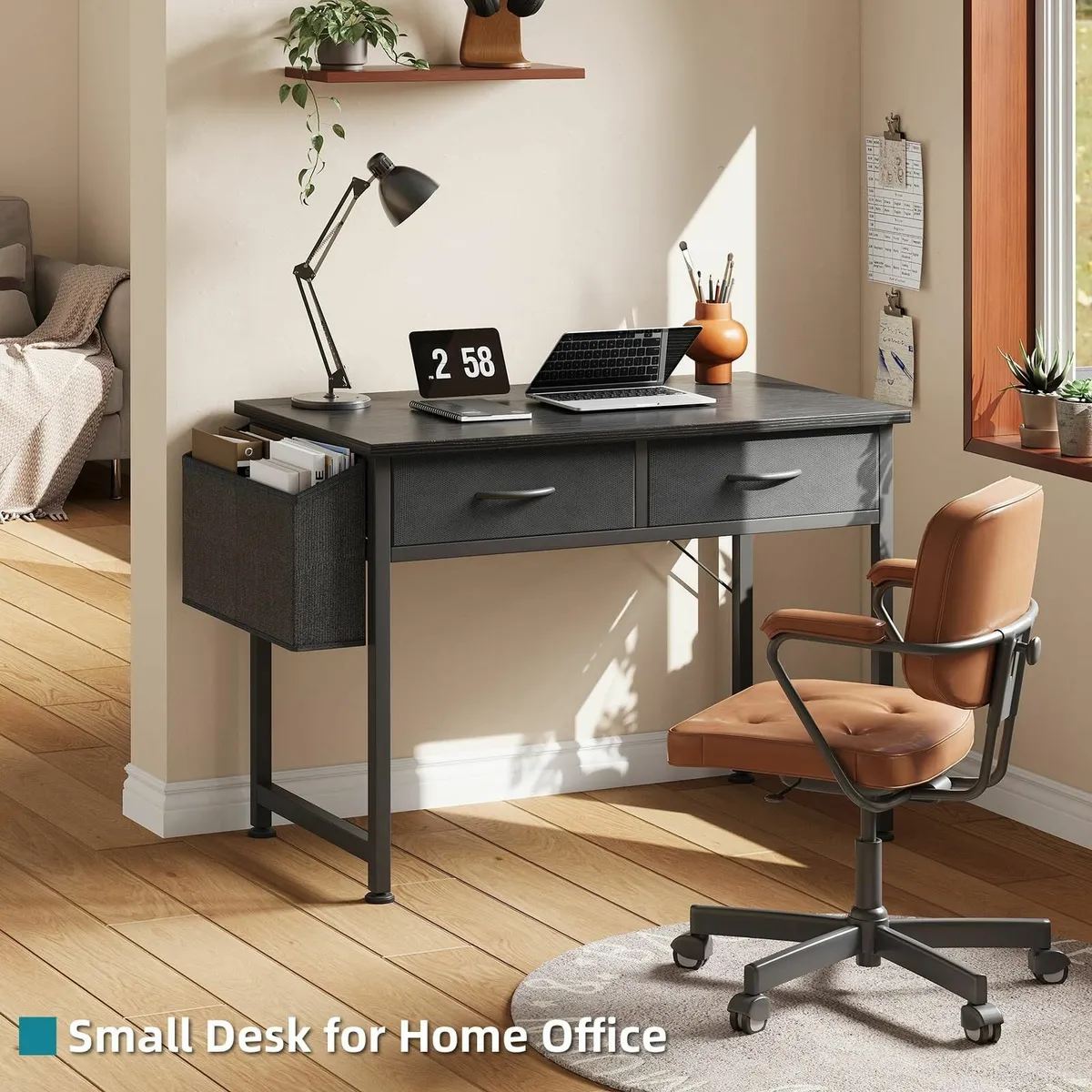 Computer Office Desk for Small Space Fabric Drawer - Image 2