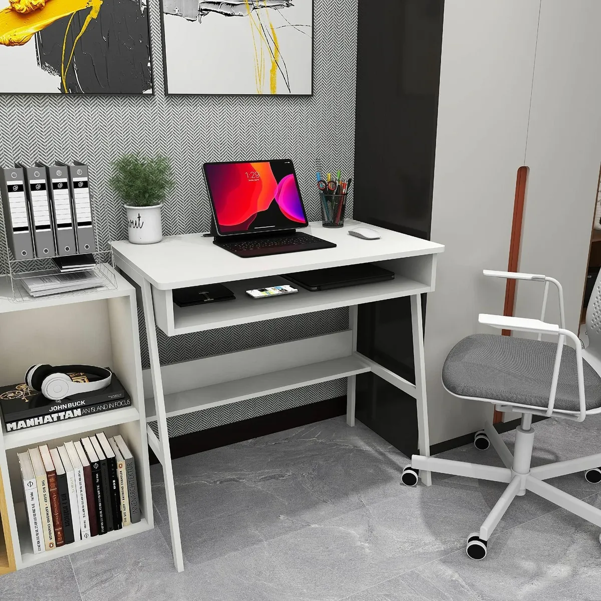 Small Desk 80cm Drawer Space and Under Storage She - Image 2