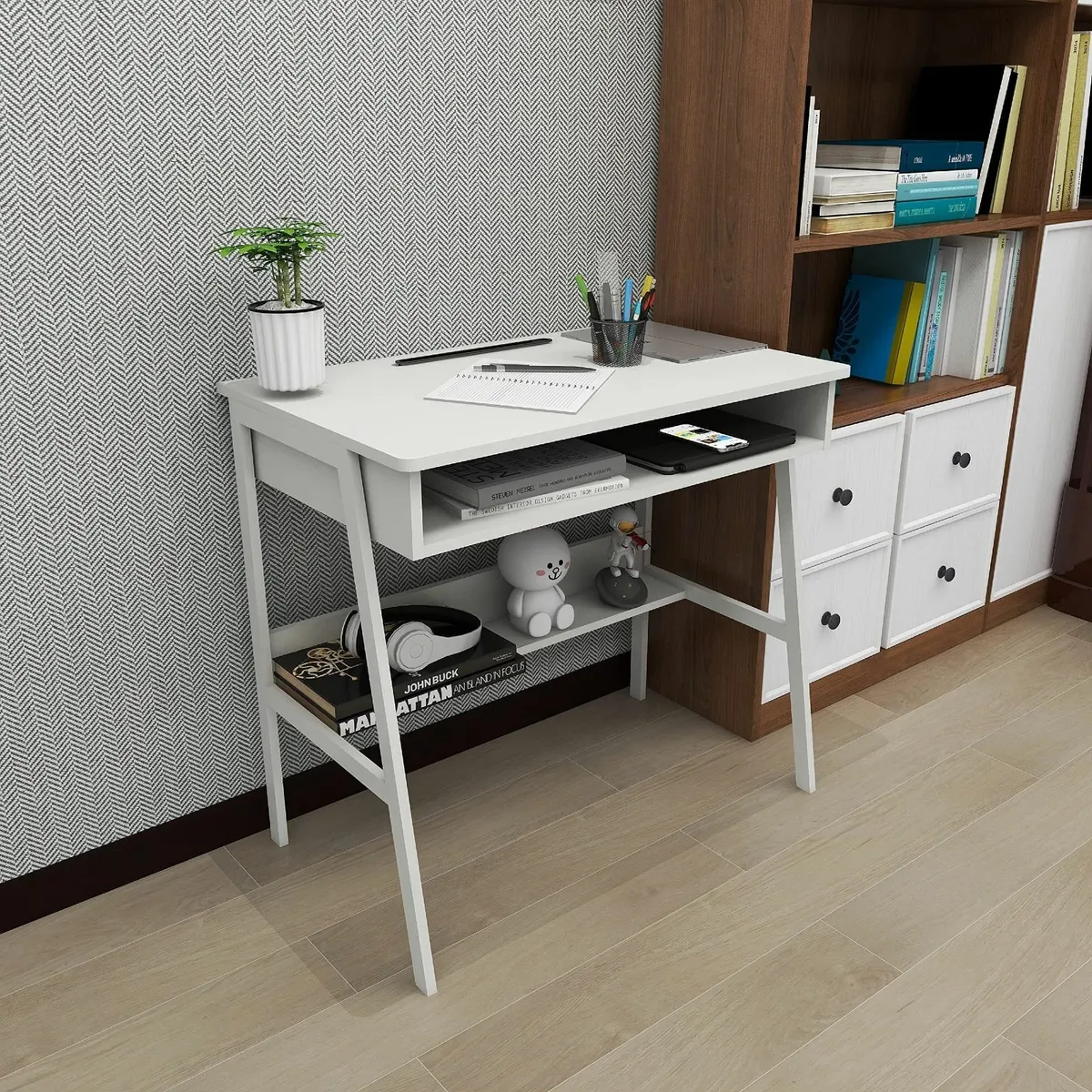 Small Desk 80cm Drawer Space and Under Storage She - Image 4