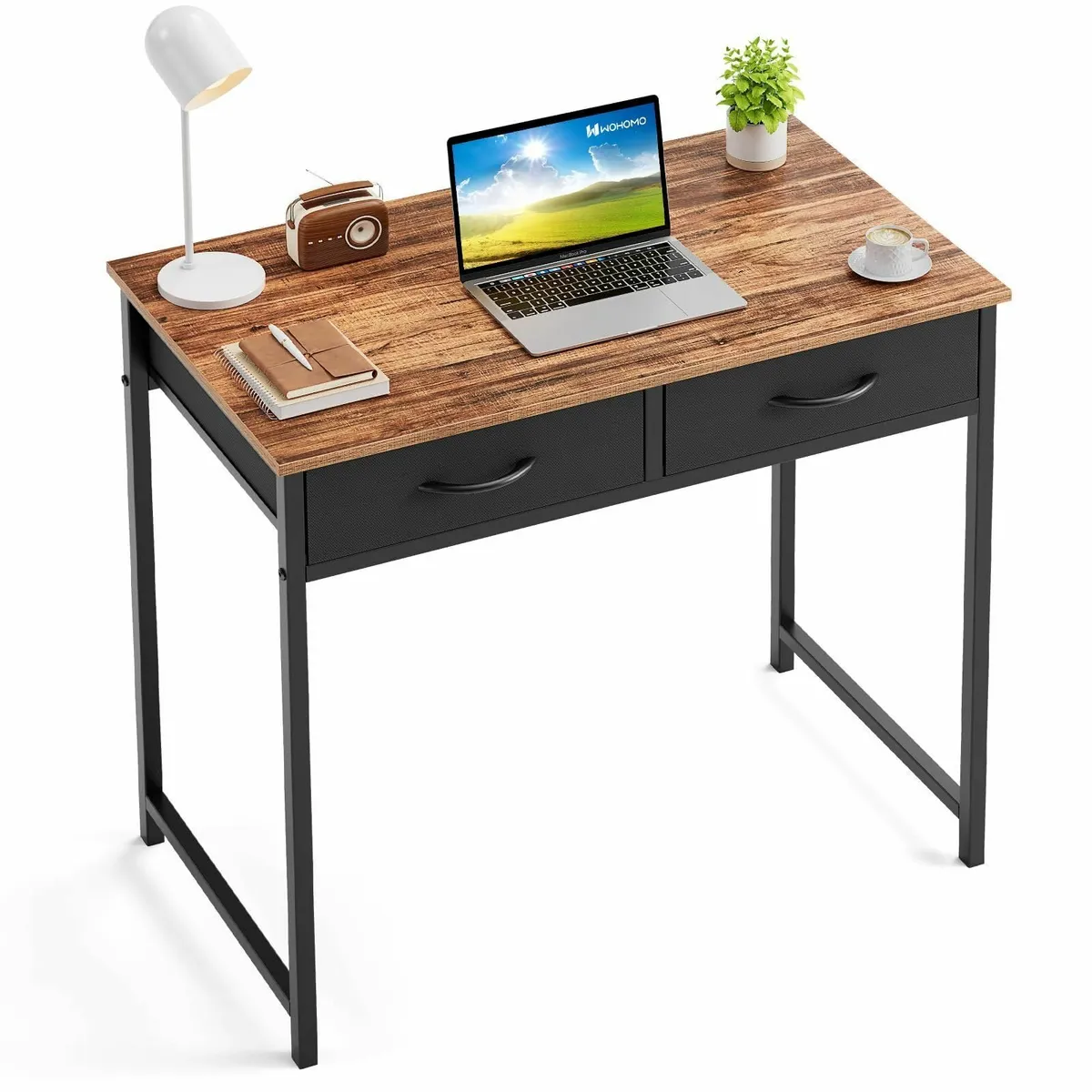 Small Computer Desk Drawers 31.5 Inch Rustic Vanit - Image 1