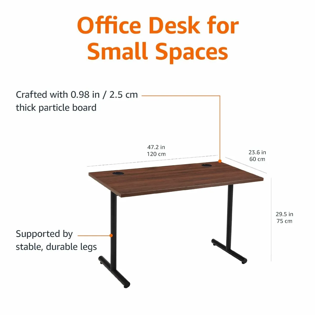 Office Computer Desk Walnut Desktop and Black Fram - Image 2