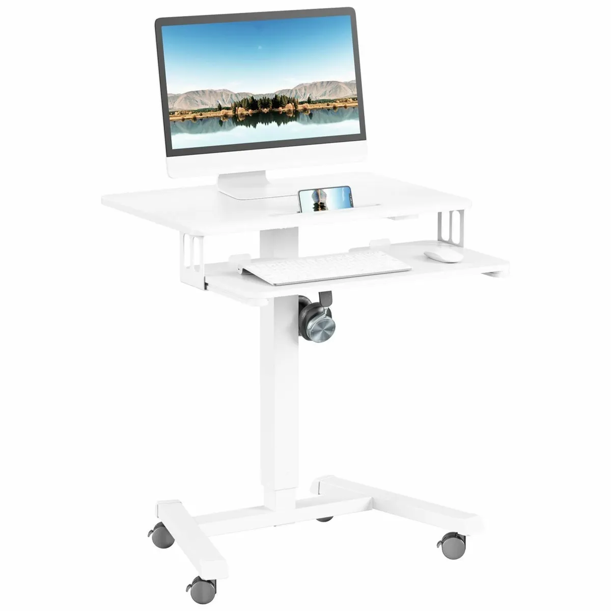 65 x 45cm Two-Tier Mobile Standing Desk 4 Rolling - Image 1