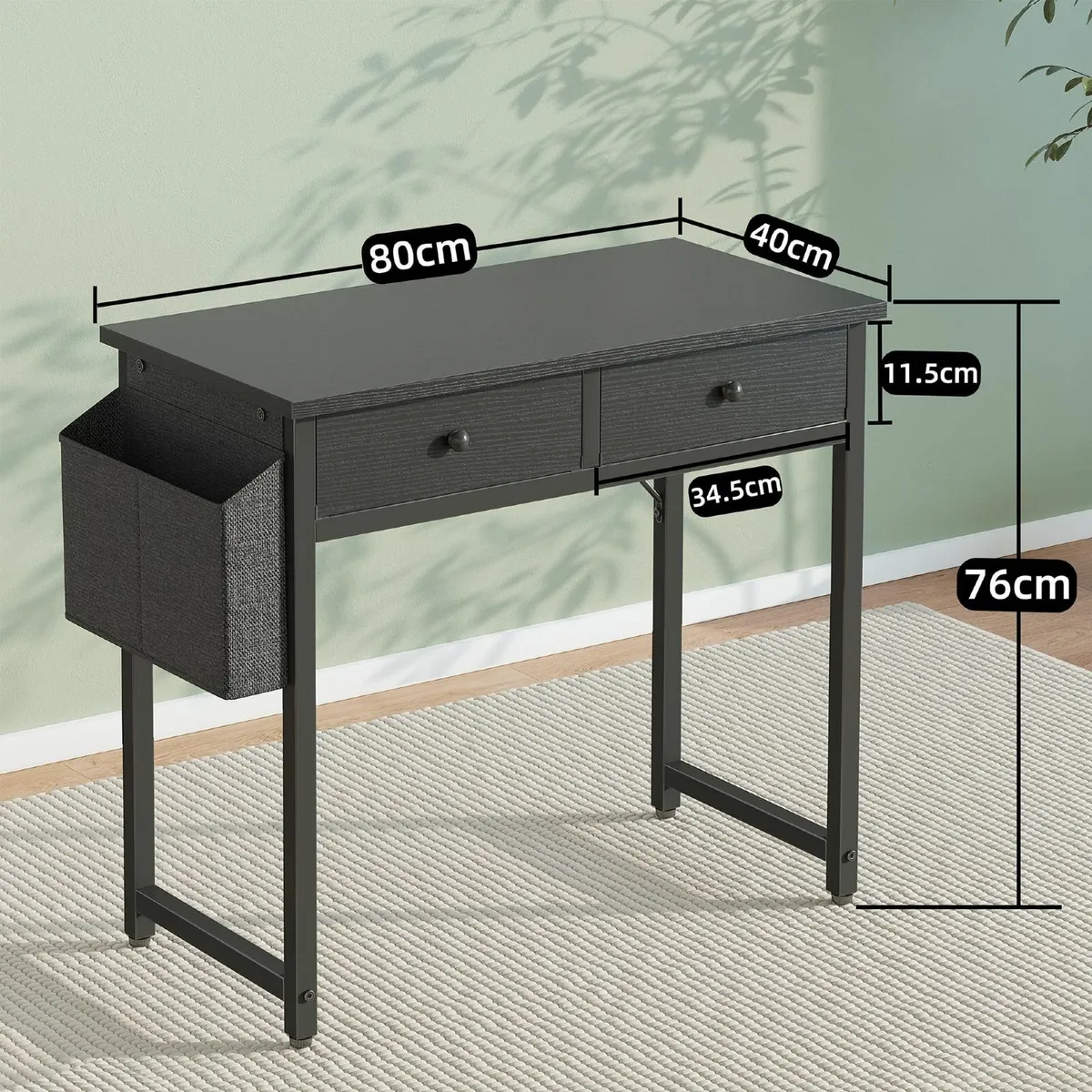 Small Desk Drawers 80cm Comuputer Fabric Storage H - Image 3