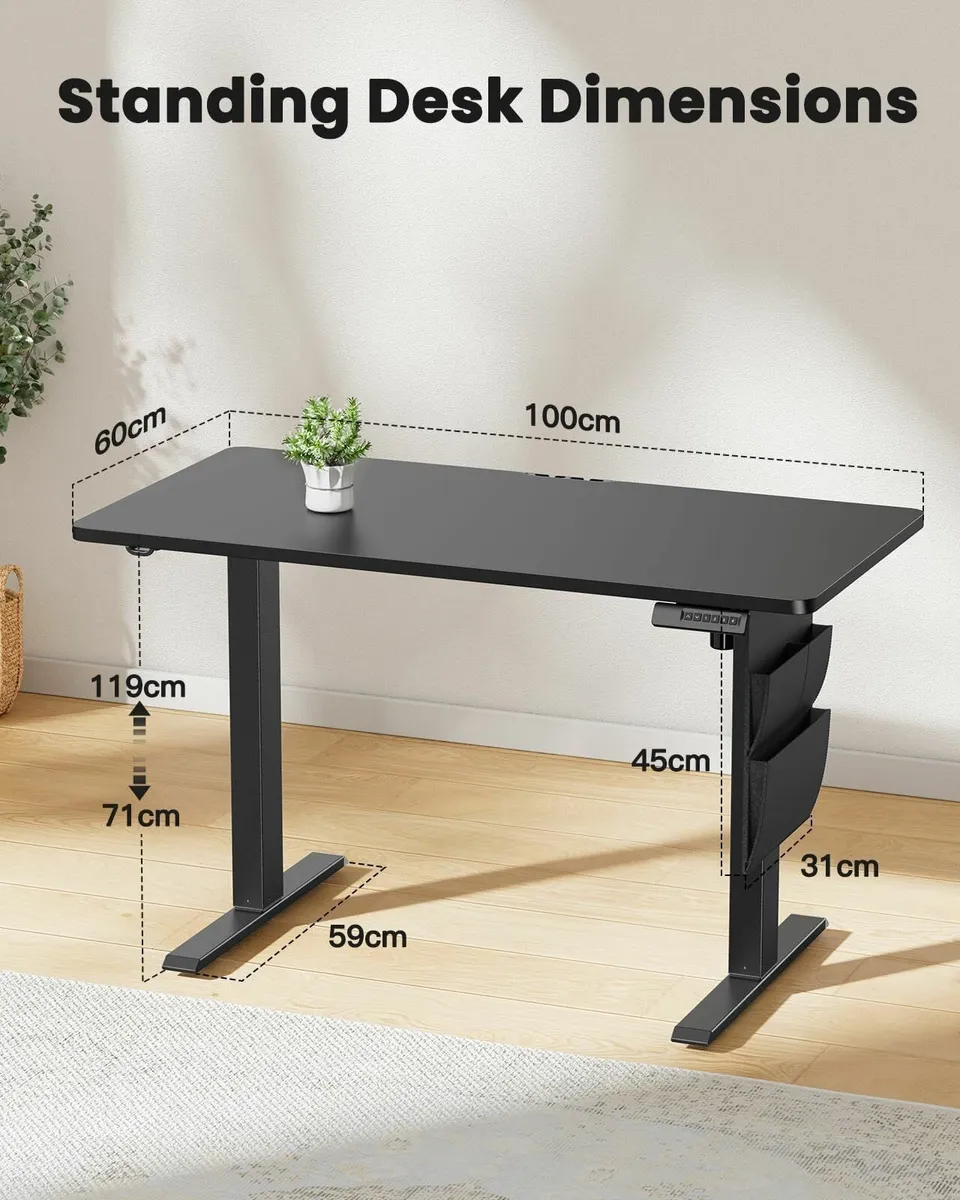 Standing Desk 100x60cm 2-piece tabletopSupports Up - Image 3