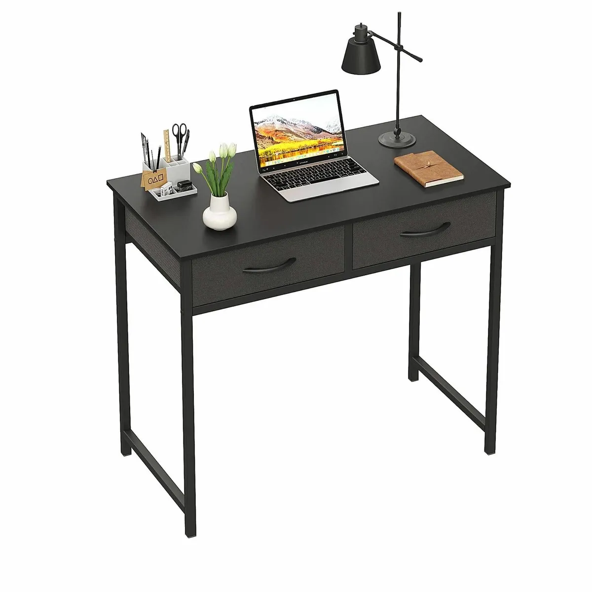 Small Computer Desk Drawers 31.5 Inch Black Vanity - Image 1