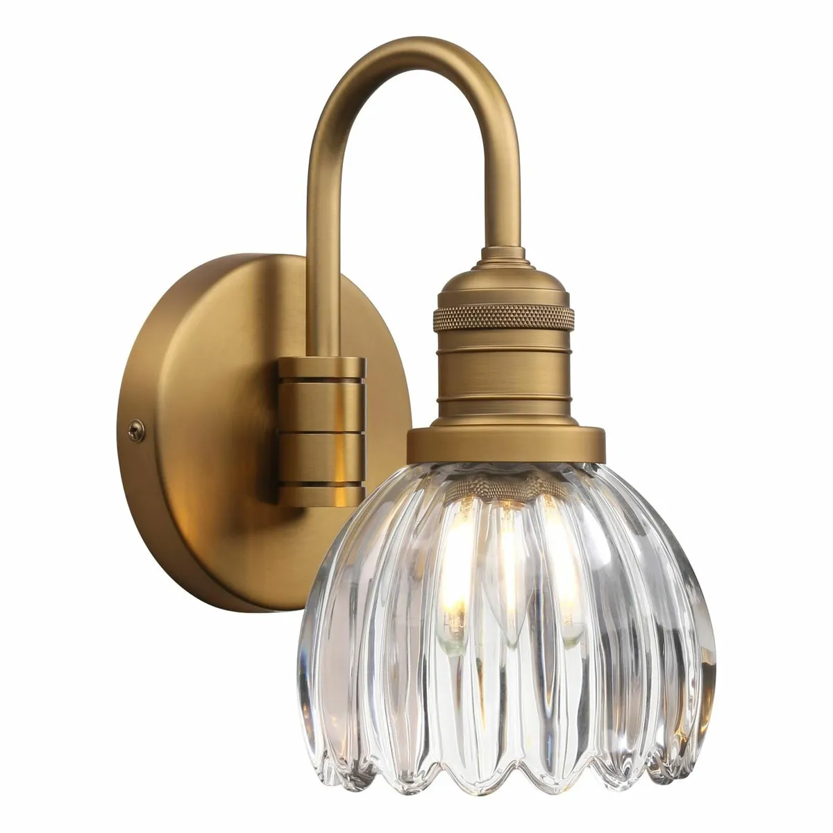 Vintage Gooseneck Wall Light Sconce Clear Tulip Gl - Image 1