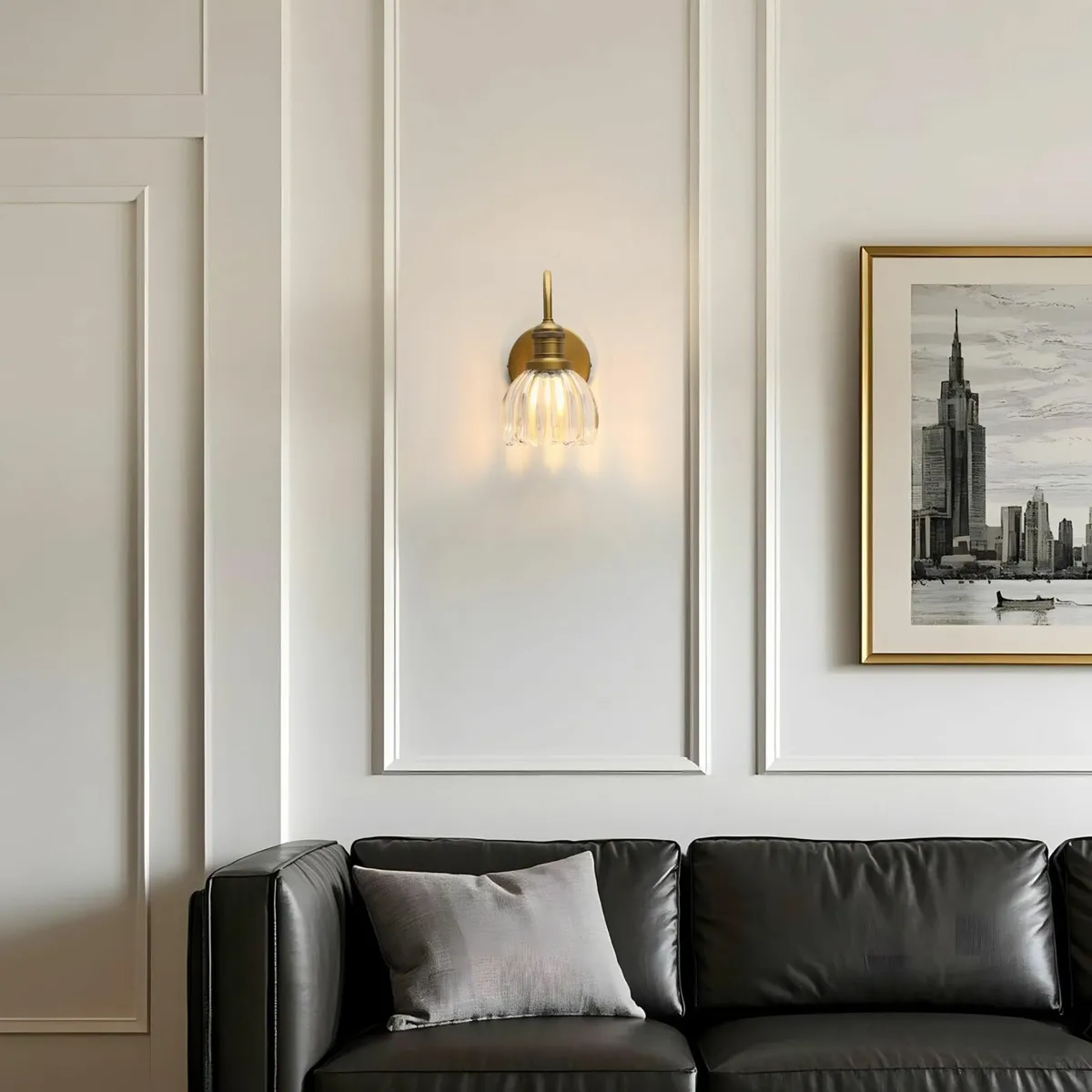 Vintage Gooseneck Wall Light Sconce Clear Tulip Gl - Image 4