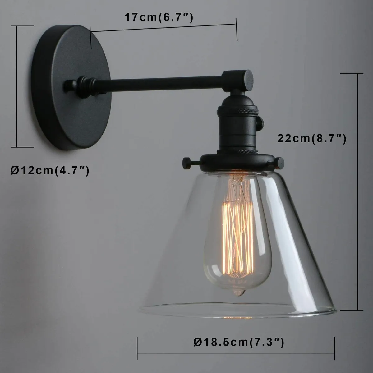 Edison Industrial Wall Sconce 7.3 inch Vintage Bra - Image 2