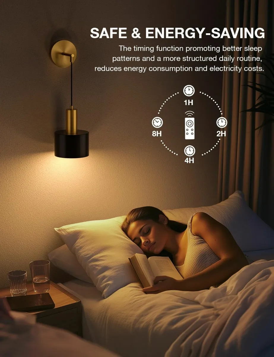 Battery Operated Wall Sconces Gold & Black Lights - Image 4